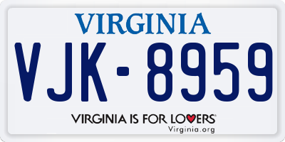 VA license plate VJK8959