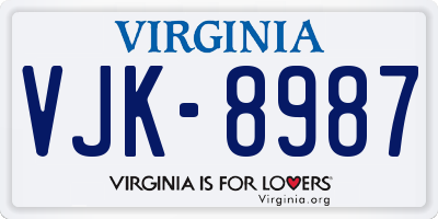 VA license plate VJK8987
