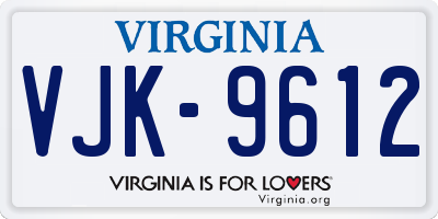 VA license plate VJK9612