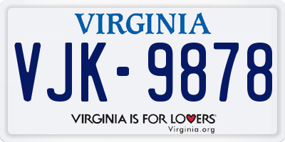 VA license plate VJK9878