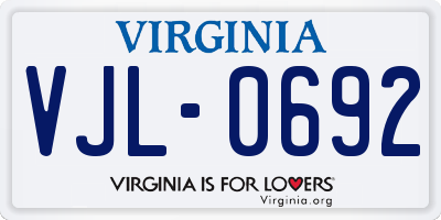 VA license plate VJL0692