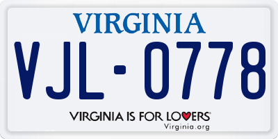 VA license plate VJL0778