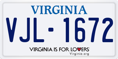VA license plate VJL1672