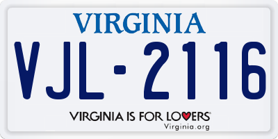 VA license plate VJL2116