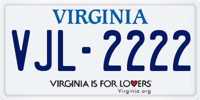 VA license plate VJL2222