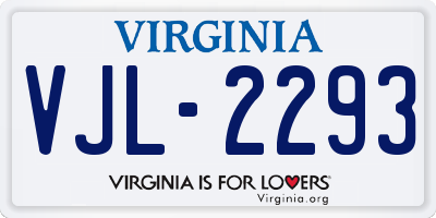VA license plate VJL2293