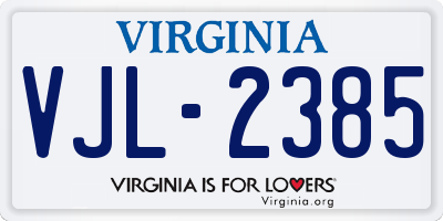 VA license plate VJL2385