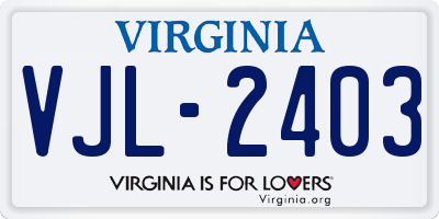 VA license plate VJL2403