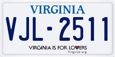 VA license plate VJL2511