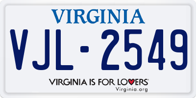 VA license plate VJL2549