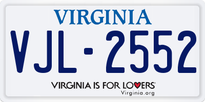 VA license plate VJL2552