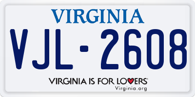 VA license plate VJL2608