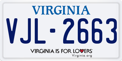 VA license plate VJL2663