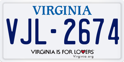 VA license plate VJL2674