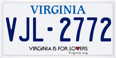 VA license plate VJL2772