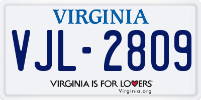 VA license plate VJL2809