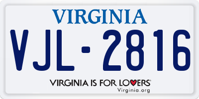 VA license plate VJL2816