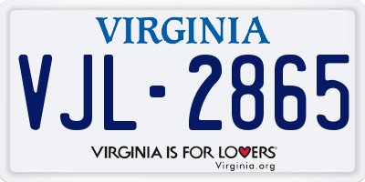 VA license plate VJL2865