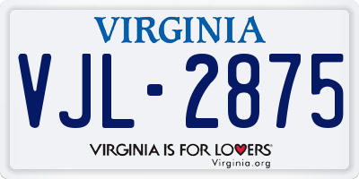 VA license plate VJL2875