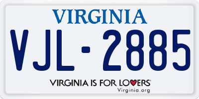 VA license plate VJL2885