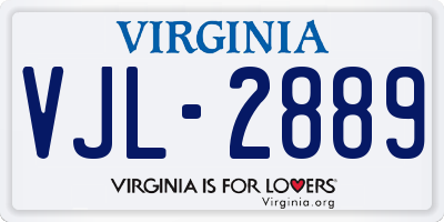 VA license plate VJL2889
