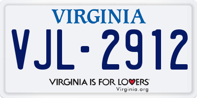 VA license plate VJL2912