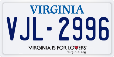 VA license plate VJL2996