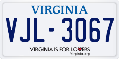 VA license plate VJL3067