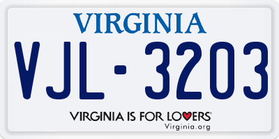 VA license plate VJL3203