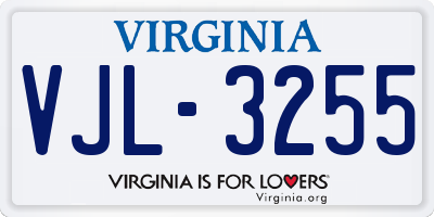 VA license plate VJL3255