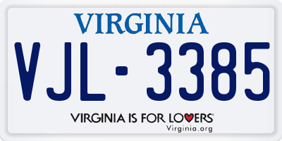 VA license plate VJL3385