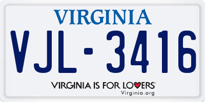 VA license plate VJL3416