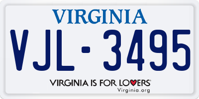 VA license plate VJL3495