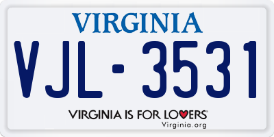 VA license plate VJL3531