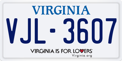 VA license plate VJL3607