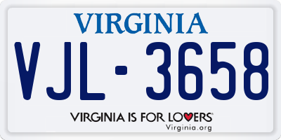 VA license plate VJL3658