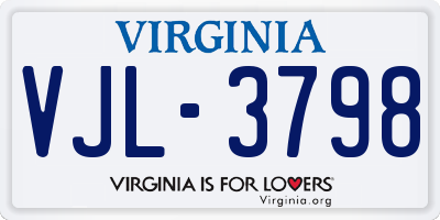 VA license plate VJL3798