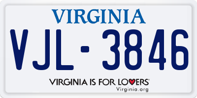 VA license plate VJL3846