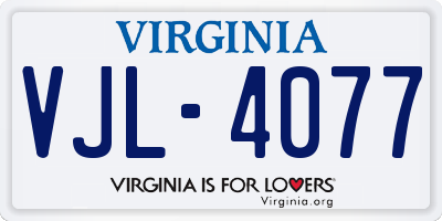 VA license plate VJL4077