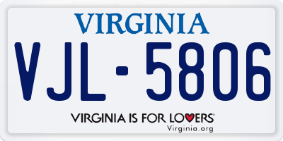 VA license plate VJL5806