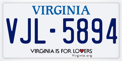 VA license plate VJL5894