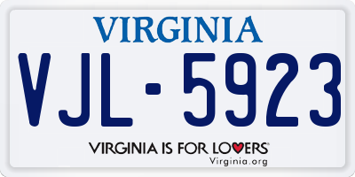 VA license plate VJL5923