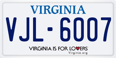 VA license plate VJL6007
