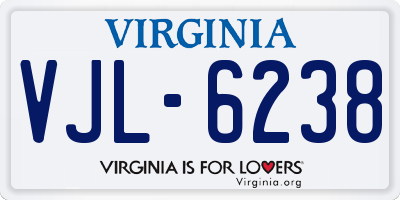 VA license plate VJL6238