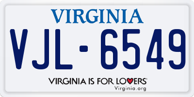 VA license plate VJL6549