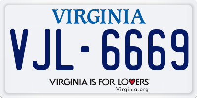VA license plate VJL6669