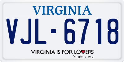 VA license plate VJL6718