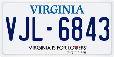 VA license plate VJL6843