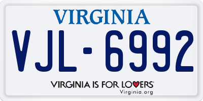 VA license plate VJL6992