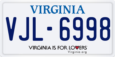 VA license plate VJL6998